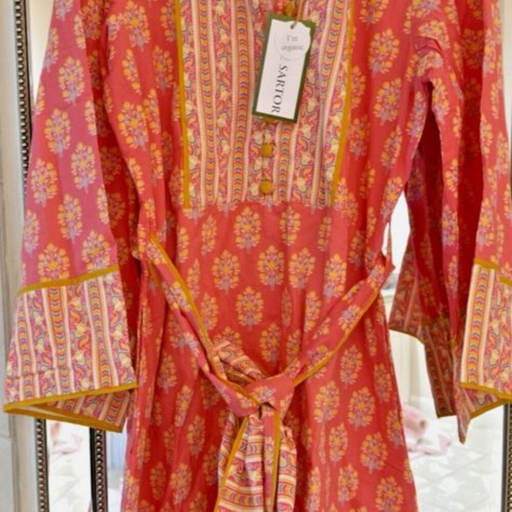 Brand new tuckernuck Sue Sartor pink white and yellow contrast print Dress